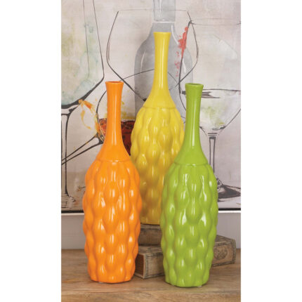Ceramic Multi Colored Decorative Vase Set (Set of 3) - Chic Decora