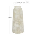Ceramic Textured Crosshatch Decorative White Vase - Image 5