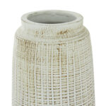 Ceramic Textured Crosshatch Decorative White Vase - Image 6