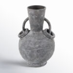 Ceramic Textured Decorative Vase with Ring Handles