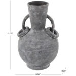 Ceramic Textured Decorative Vase with Ring Handles - Image 3