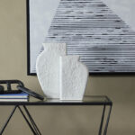 Ceramic Textured Decorative White Vase Set
