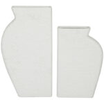 Ceramic Textured Decorative White Vase Set - Image 2