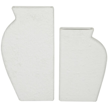 Ceramic Textured Decorative White Vase Set - Chic Decora