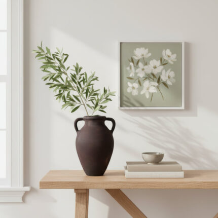 Ceramic Vase Handcrafted Double Handle Decorative Accent - Chic Decora