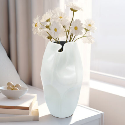 Ceramic Vase with Sculptural Abstract Design and Matte Glazed Finish - Chic Decora