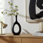 Ceramic and Stoneware Vase with Modern Sculptural Open Oval Design and Artistic Silhouette for Contemporary Decorative Display