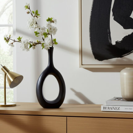 Ceramic and Stoneware Vase with Modern Sculptural Open Oval Design and Artistic Silhouette for Contemporary Decorative Display - Chic Decora