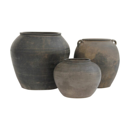 Charcoal/Gray Indoor / Outdoor Earthenware Table Vase - Chic Decora