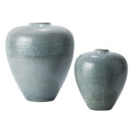 Check Bulbous Vase-Reactive Silver Blue-Lg - Image 3