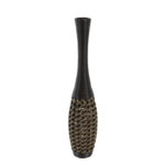 Chesterland Faux Seagrass Tall Woven Floor Brown Decorative Vase with Dark Brown Wrapped Neck