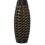 Chesterland Faux Seagrass Tall Woven Floor Brown Decorative Vase with Dark Brown Wrapped Neck - Image 6