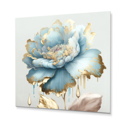Chic Blue Blooming Flower III – Floral & Botanical Metal Wall Decor - Chic Decora