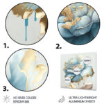 Chic Blue Blooming Flower III - Floral & Botanical Metal Wall Decor - Image 4