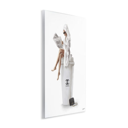 Chic Fashion Coffee and Purse Female Robe Pose by Daphne Polselli – Print - Chic Decora