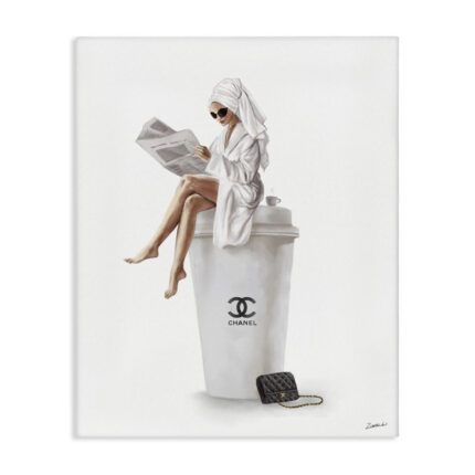 Chic Fashion Coffee and Purse Female Robe Pose by Daphne Polselli – Print - Chic Decora