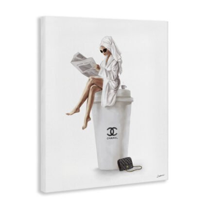 Chic Fashion Coffee and Purse Female Robe Pose by Daphne Polselli – Print - Chic Decora