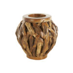 Chimaihe Teak Wood Handmade Live Edge Tree Branch Pot Decorative Brown Vase