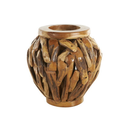 Chimaihe Teak Wood Handmade Live Edge Tree Branch Pot Decorative Brown Vase - Chic Decora