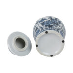 Chinoiserie Blue Ceramic Ginger Jar with Lid - 18" Decorative Stoneware Vase for Home & Office - Image 2