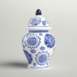 Chinoiserie Ceramic Ginger Jar - 10" Blue and White Decorative Stoneware Canister with Lid - Traditional Floral Design for Home, Office, or Living Room Decor - Image 4