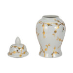 Chinoiserie Jar Stoneware Ceramic Cherry Blossom Pattern Glossy Traditional Style for Home Office Bedroom Living Room Decor - 14" White - Image 6