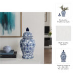 Chinoiserie Stoneware Ceramic Ginger Jar with Lid - Traditional Decorative Accent for Timeless Appeal - Image 4