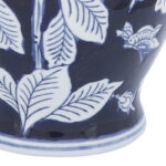 Chinoiserie Vase Stoneware Ceramic Floral Detailing 9" Blue and White for Home Office Bedroom Living Room Decor - Image 6