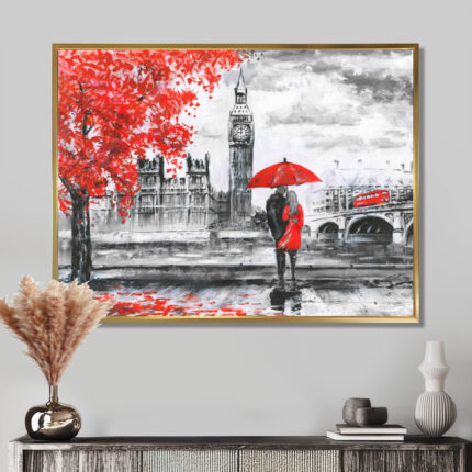 Cityscape ” Couples Walking In London ” Painting Print - Chic Decora