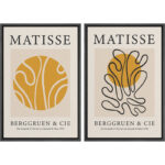 Classical Artwork " Matisse Yellow Geometric Wave Floral Collage " by Henri Matisse 2 - Pieces - Image 3