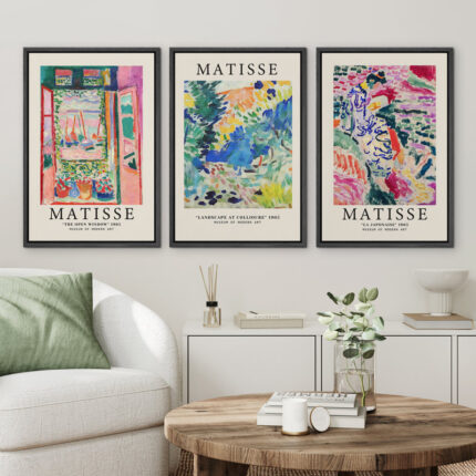 Classical Artwork Colorful Abstract Still Life Henri Matisse Modern Pictures Framed Canvas 3 Pieces Set Print Wall Art - Chic Decora