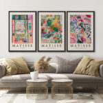 Classical Artwork French Floral Window Girl Woman Colorful Abstract Still Life - Canvas 3 Pieces Henri Matisse Print