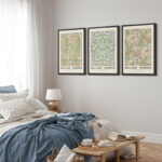 Classical Artwork Sweet Briar, Sunflower, Golden Lily - Floral Botanical Framed Canvas 3 Pieces William Morris Print - Image 2
