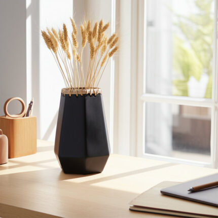 Claudene Boho Stoneware Ceramic Vase with Handwoven Detailing and Geometric Design – Modern Decorative Accent for Eclectic Interiors. - Chic Decora