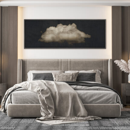 Clouds ” Moody Black Modern Minimalist Neutral Artwork ” – Extra Large Framed Wall Art Canvas Print - Chic Decora