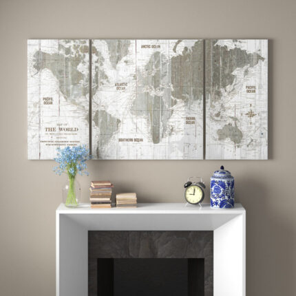 Clyatt ” Old World Map ” 3 – Pieces - Chic Decora