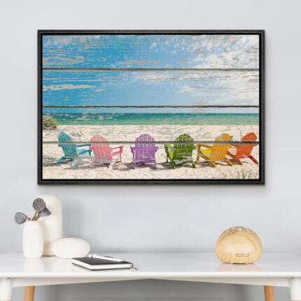 Coastal Beach ” Colorful Beach Chairs On The Soft Sand Beach “ - Chic Decora