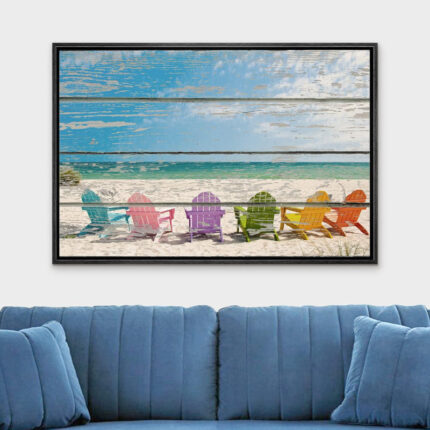 Coastal Beach ” Colorful Beach Chairs On The Soft Sand Beach “ - Chic Decora