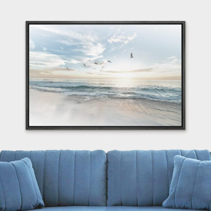 Coastal Beach Sunrise on The Beachy Scene Seagull Coastal Modern Large Canvas Print Wall Art Bedroom Decoration - Chic Decora
