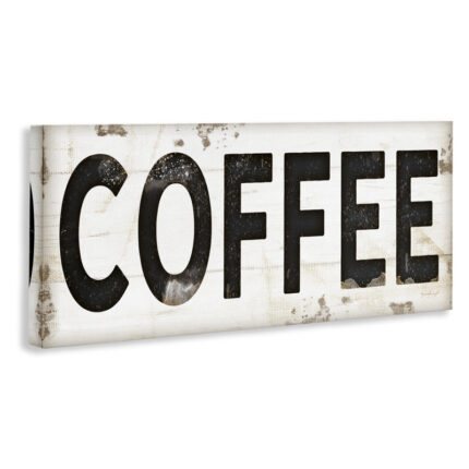 Coffee Typography Vintage Sign by Jennifer Pugh – Textual Art Print - Chic Decora