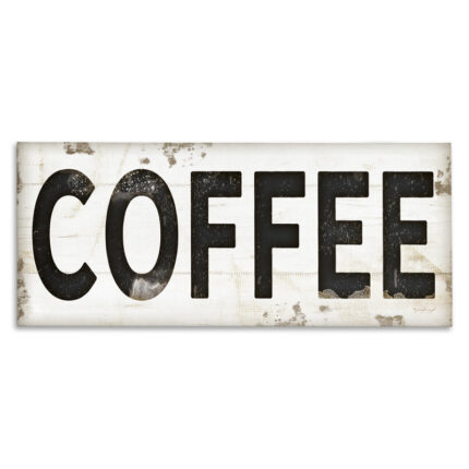 Coffee Typography Vintage Sign by Jennifer Pugh – Textual Art Print - Chic Decora