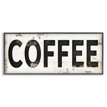 Coffee Typography Vintage Sign by Jennifer Pugh – Textual Art Print - Chic Decora