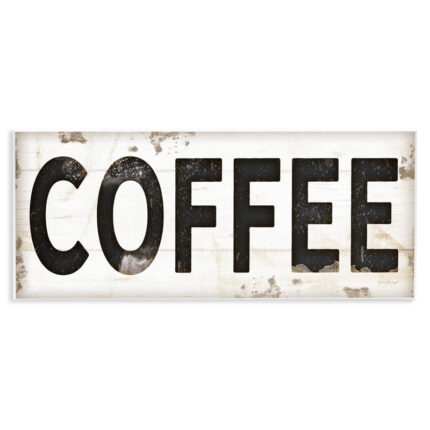 Coffee Typography Vintage Sign by Jennifer Pugh – Textual Art Print - Chic Decora
