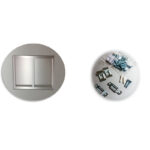 Colorful Fractal Flowers with Blue Shade Round Art Print on Metal - Image 5