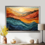 Coral Teal Bold Mountains Landscape - Mountain Wall art - Bold Valley Wall art Decor - Image 5