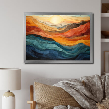 Coral Teal Bold Mountains Landscape – Mountain Wall art – Bold Valley Wall art Decor - Chic Decora