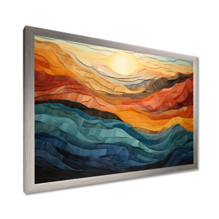 Coral Teal Bold Mountains Landscape – Mountain Wall art – Bold Valley Wall art Decor - Chic Decora