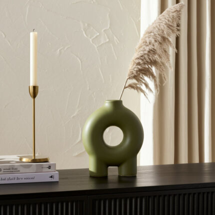 Corsetti Modern Ceramic Stoneware Vase with Sculptural Geometric Design - Chic Decora