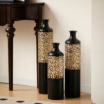 Cory-Lee Matte Black Large Floor Vase, Gold Baroque Vines, Metal Flower Vase(Set Of 3) - Image 2