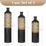 Cory-Lee Matte Black Large Floor Vase, Gold Baroque Vines, Metal Flower Vase(Set Of 3) - Image 4
